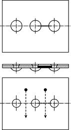 Схема стандартного образца, имитирующего двухслойное заклепочное соединение с дефектом